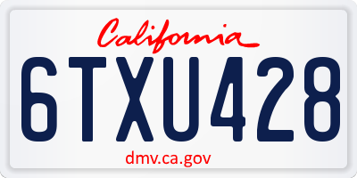 CA license plate 6TXU428