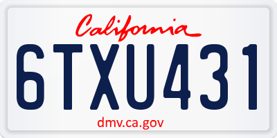 CA license plate 6TXU431