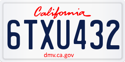 CA license plate 6TXU432