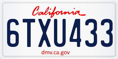 CA license plate 6TXU433