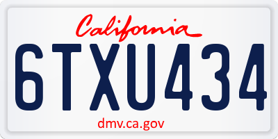 CA license plate 6TXU434