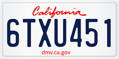 CA license plate 6TXU451