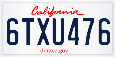 CA license plate 6TXU476