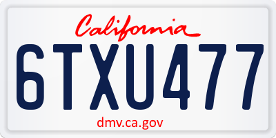 CA license plate 6TXU477