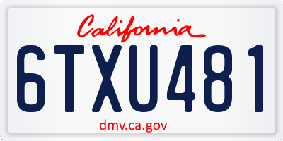 CA license plate 6TXU481