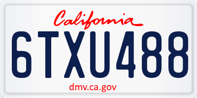 CA license plate 6TXU488