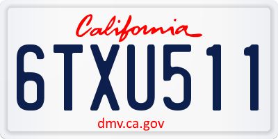 CA license plate 6TXU511