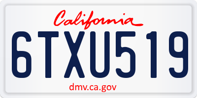 CA license plate 6TXU519