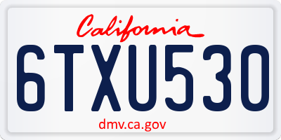 CA license plate 6TXU530