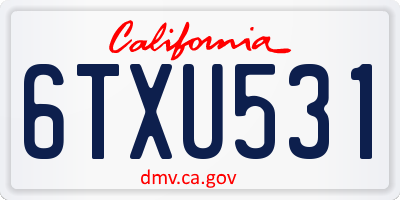 CA license plate 6TXU531