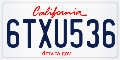 CA license plate 6TXU536