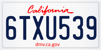 CA license plate 6TXU539