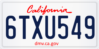 CA license plate 6TXU549