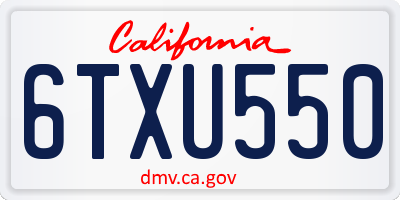CA license plate 6TXU550