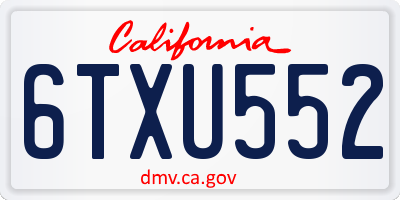 CA license plate 6TXU552