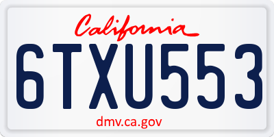 CA license plate 6TXU553