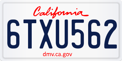 CA license plate 6TXU562