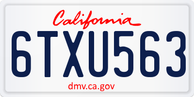 CA license plate 6TXU563