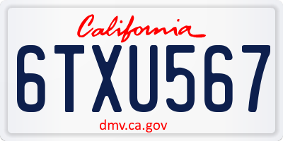 CA license plate 6TXU567