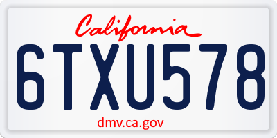 CA license plate 6TXU578