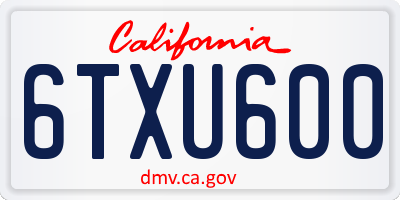 CA license plate 6TXU600