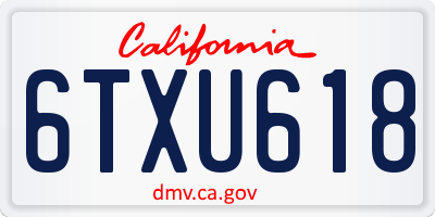 CA license plate 6TXU618