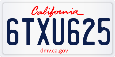 CA license plate 6TXU625