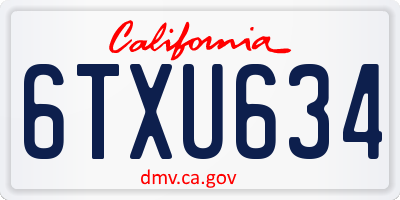 CA license plate 6TXU634