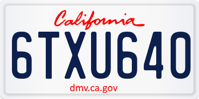 CA license plate 6TXU640