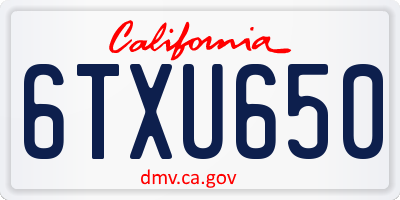 CA license plate 6TXU650