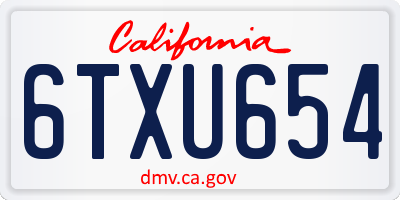 CA license plate 6TXU654