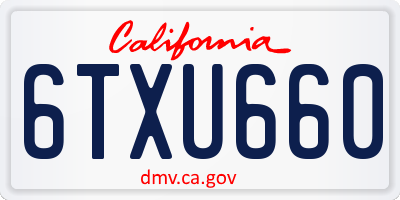 CA license plate 6TXU660