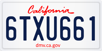 CA license plate 6TXU661