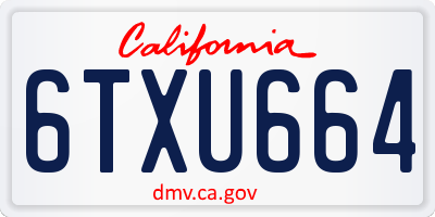 CA license plate 6TXU664