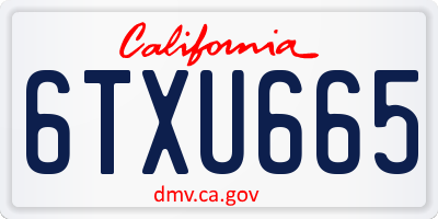 CA license plate 6TXU665