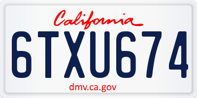 CA license plate 6TXU674