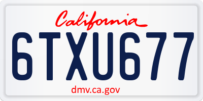 CA license plate 6TXU677