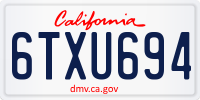 CA license plate 6TXU694