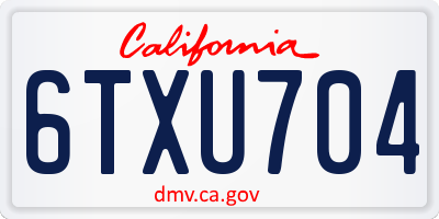 CA license plate 6TXU704