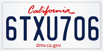 CA license plate 6TXU706
