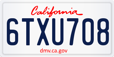 CA license plate 6TXU708