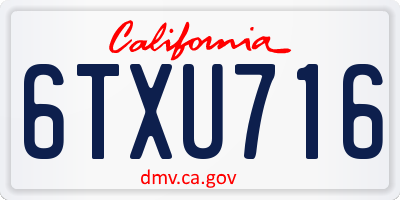 CA license plate 6TXU716