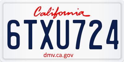 CA license plate 6TXU724
