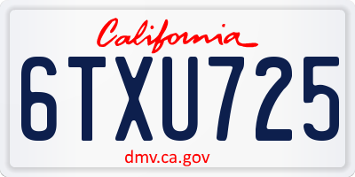 CA license plate 6TXU725