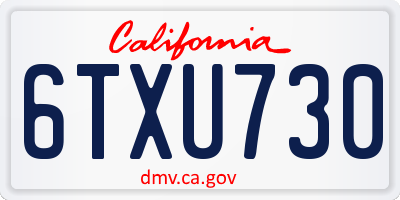 CA license plate 6TXU730