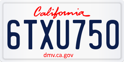 CA license plate 6TXU750