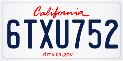 CA license plate 6TXU752