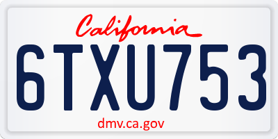 CA license plate 6TXU753