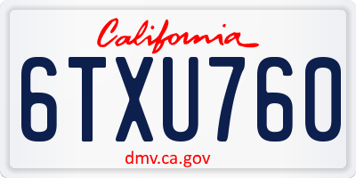 CA license plate 6TXU760