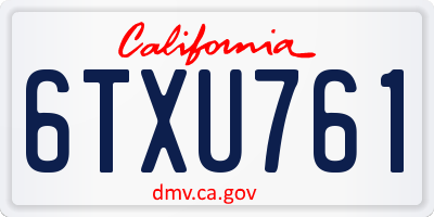 CA license plate 6TXU761